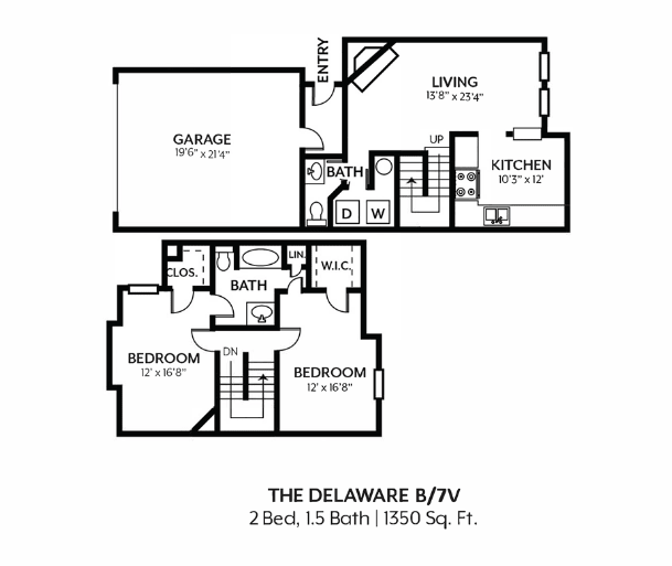 2 Bedroom 1.5 Bath - Delaware Classic floor plan